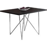 48" Dining Table in Cappuccino & Chrome Metal